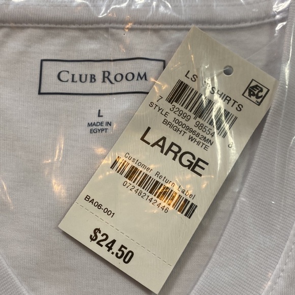 NWT mens Club Room bright white v neck basic long sleeve basic knit - Picture 3 of 4